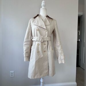 Theory Cream (Sand) Alexia Trench Coat with Tonal Buttons